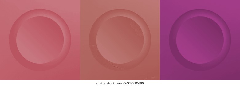 Conjunto de diseño abstracto de cuadro de círculo 3d de color para productos cosméticos. Colección de fondo geométrico de color de moda con espacio de copia. Escena de vista superior. EPS10 vectores