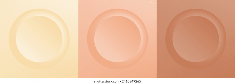 Conjunto de diseño abstracto de cuadro de círculo 3d de color para productos cosméticos. Colección de fondo geométrico de color de moda con espacio de copia. Escena de vista superior. EPS10 vectores