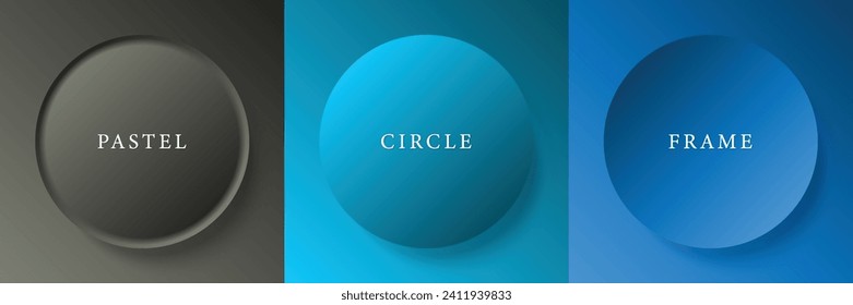 Set of abstract 3d beige, different color circle frame design for cosmetic product. Collection of trendy color geometric background with copy space. Top view scene. Vector EPS10
