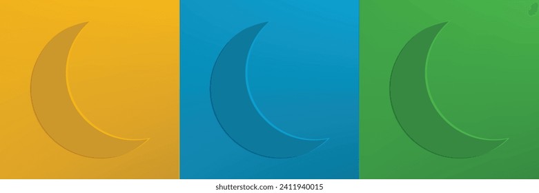 Set of abstract 3d beige, different color crescent frame design for cosmetic product. Collection of trendy color geometric background with copy space. Top view scene. Vector EPS10