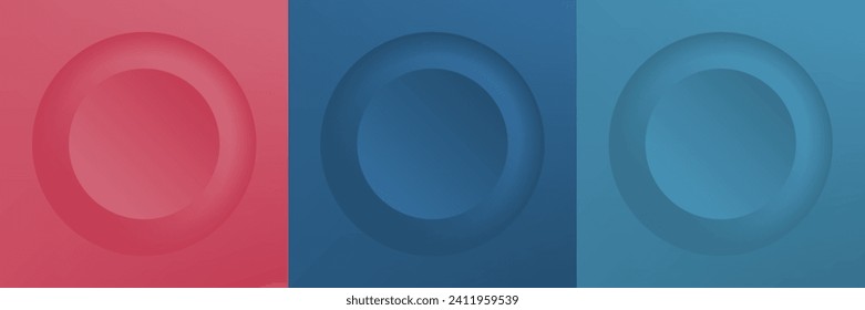 Conjunto de diseño abstracto de cuadro de círculo 3d de color para productos cosméticos. Colección de fondo geométrico de color de moda con espacio de copia. Escena de vista superior. EPS10 vectores