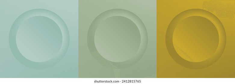 Set of abstract 3d beige, different color circle frame design for cosmetic product. Collection of trendy color geometric background with copy space. Top view scene. Vector EPS10