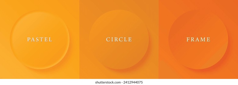 Set of abstract 3d beige, different color circle frame design for cosmetic product. Collection of trendy color geometric background with copy space. Top view scene. Vector EPS10