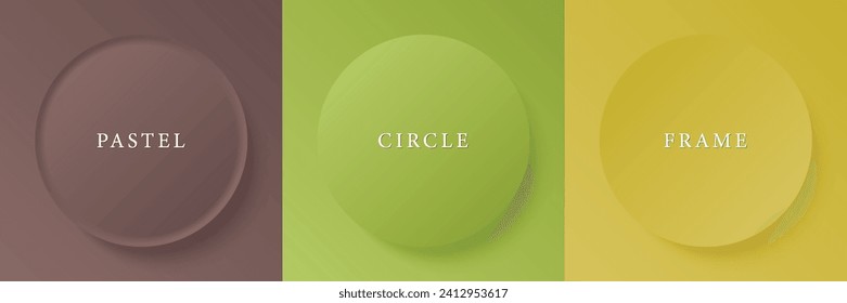 Conjunto de diseño abstracto de cuadro de círculo 3d de color para productos cosméticos. Colección de fondo geométrico de color de moda con espacio de copia. Escena de vista superior. EPS10 vectores