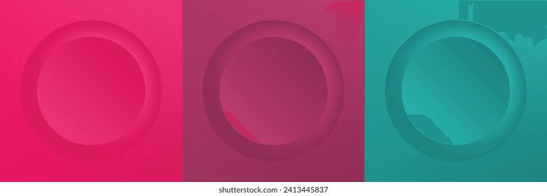 Conjunto de diseño abstracto de cuadro de círculo 3d de color para productos cosméticos. Colección de fondo geométrico de color de moda con espacio de copia. Escena de vista superior. EPS10 vectores