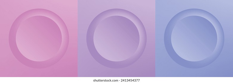 Set of abstract 3d beige, different color circle frame design for cosmetic product. Collection of trendy color geometric background with copy space. Top view scene. Vector EPS10
