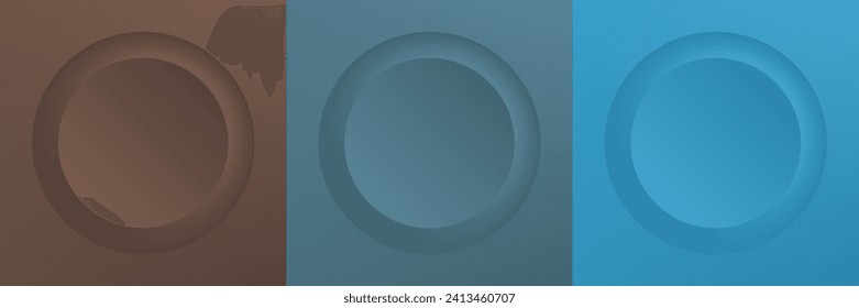 Set aus abstraktem 3D-Beige, verschiedenen Farbkreisrahmen-Design für Kosmetikprodukte. Kollektion von trendigem, geometrischem Hintergrund mit Kopienraum. Szene mit Draufsicht. Vektor EPS10
