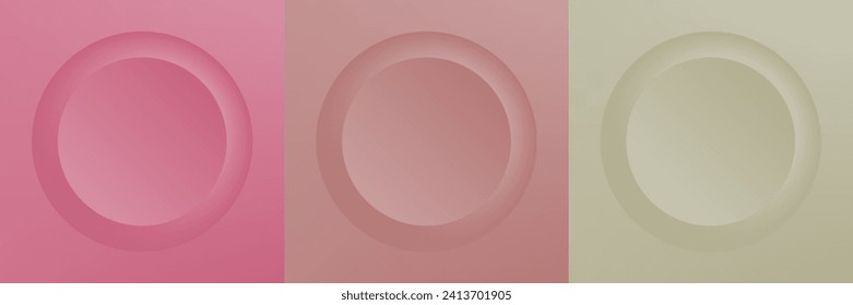Conjunto de diseño abstracto de cuadro de círculo 3d de color para productos cosméticos. Colección de fondo geométrico de color de moda con espacio de copia. Escena de vista superior. EPS10 vectores