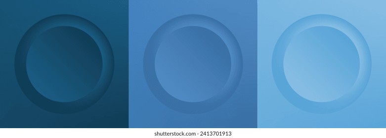 Set of abstract 3d beige, different color circle frame design for cosmetic product. Collection of trendy color geometric background with copy space. Top view scene. Vector EPS10