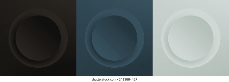 Conjunto de diseño abstracto de cuadro de círculo 3d de color para productos cosméticos. Colección de fondo geométrico de color de moda con espacio de copia. Escena de vista superior. EPS10 vectores