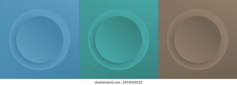 Set of abstract 3d beige, different color circle frame design for cosmetic product. Collection of trendy color geometric background with copy space. Top view scene. Vector EPS10