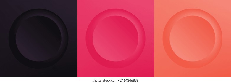 Conjunto de diseño abstracto de cuadro de círculo 3d de color para productos cosméticos. Colección de fondo geométrico de color de moda con espacio de copia. Escena de vista superior. EPS10 vectores