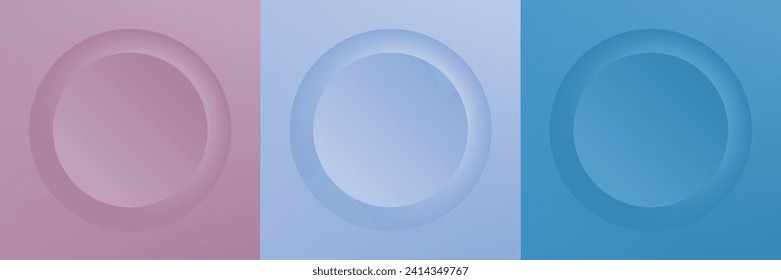 Conjunto de diseño abstracto de cuadro de círculo 3d de color para productos cosméticos. Colección de fondo geométrico de color de moda con espacio de copia. Escena de vista superior. EPS10 vectores