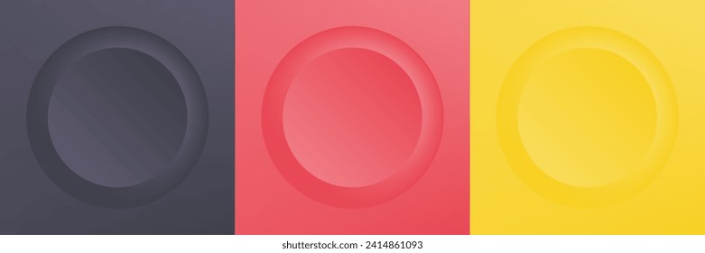 Conjunto de diseño abstracto de cuadro de círculo 3d de color para productos cosméticos. Colección de fondo geométrico de color de moda con espacio de copia. Escena de vista superior. EPS10 vectores