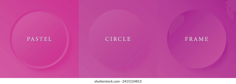 Set of abstract 3d beige, different color circle frame design for cosmetic product. Collection of trendy color geometric background with copy space. Top view scene. Vector EPS10