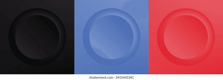 Set of abstract 3d beige, different color circle frame design for cosmetic product. Collection of trendy color geometric background with copy space. Top view scene. Vector EPS10