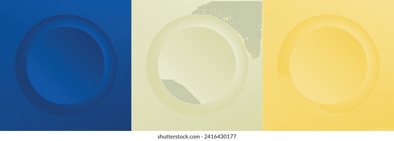 Set of abstract 3d beige, different color circle frame design for cosmetic product. Collection of trendy color geometric background with copy space. Top view scene. Vector EPS10
