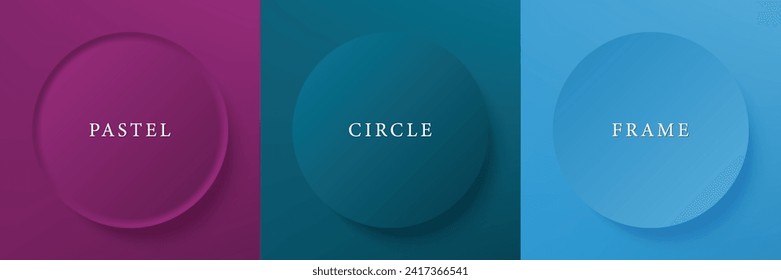Conjunto de diseño abstracto de cuadro de círculo 3d de color para productos cosméticos. Colección de fondo geométrico de color de moda con espacio de copia. Escena de vista superior. EPS10 vectores