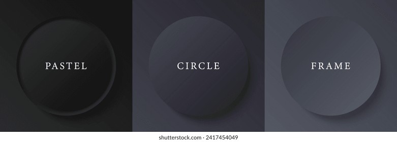 Set of abstract 3d beige, different color circle frame design for cosmetic product. Collection of trendy color geometric background with copy space. Top view scene. Vector EPS10