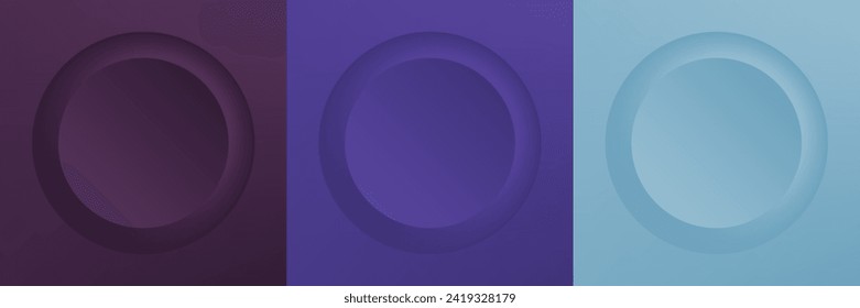 Set of abstract 3d beige, different color circle frame design for cosmetic product. Collection of trendy color geometric background with copy space. Top view scene. Vector EPS10