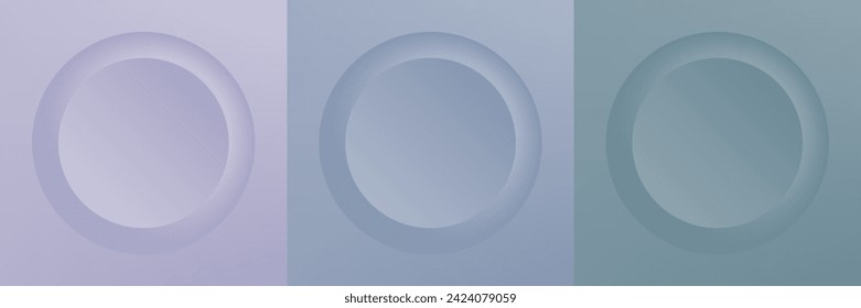 Set of abstract 3d beige, different color circle frame design for cosmetic product. Collection of trendy color geometric background with copy space. Top view scene. Vector EPS10