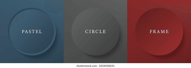 Conjunto de abstracto 3d beige, diseño de marco de círculo de color diferente para producto cosmético. Colección de fondo geométrico de color de moda con espacio de copia. Vista superior. Vector EPS10