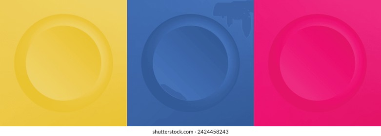 Conjunto de abstracto 3d beige, diseño de marco de círculo de color diferente para producto cosmético. Colección de fondo geométrico de color de moda con espacio de copia. Vista superior. Vector EPS10
