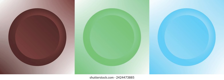 Conjunto de abstracto 3d beige, diseño de marco de círculo de color diferente para producto cosmético. Colección de fondo geométrico de color de moda con espacio de copia. Vista superior. Vector EPS10