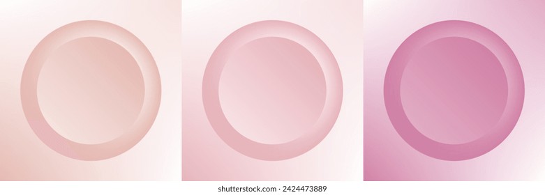 Set of abstract 3d beige, different color circle frame design for cosmetic product. Collection of trendy color geometric background with copy space. Top view scene. Vector EPS10