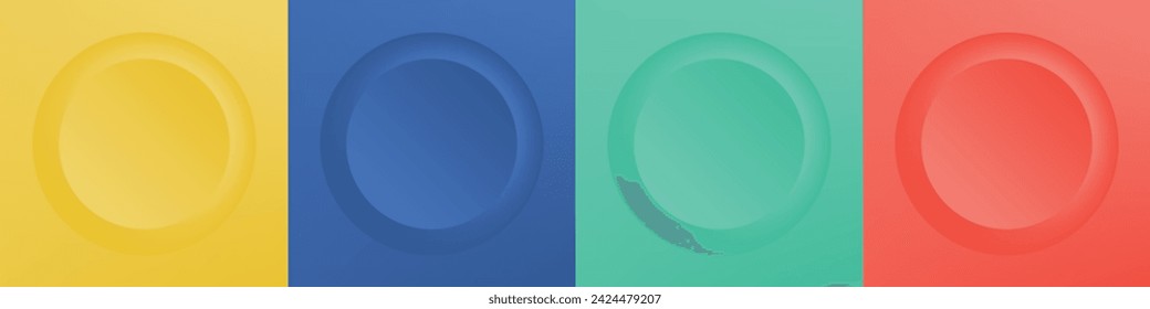 Set of abstract 3d beige, different color circle frame design for cosmetic product. Collection of trendy color geometric background with copy space. Top view scene. Vector EPS10