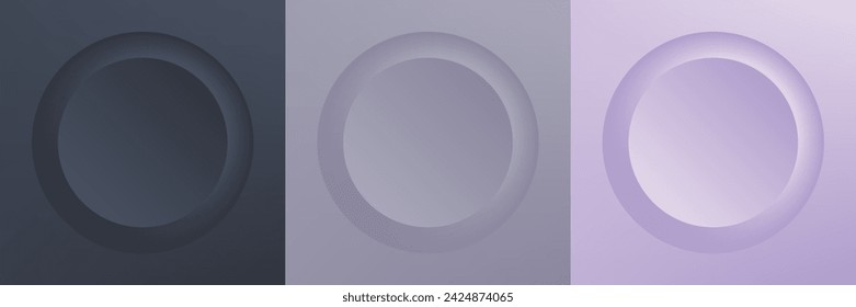 Set of abstract 3d beige, different color circle frame design for cosmetic product. Collection of trendy color geometric background with copy space. Top view scene. Vector EPS10