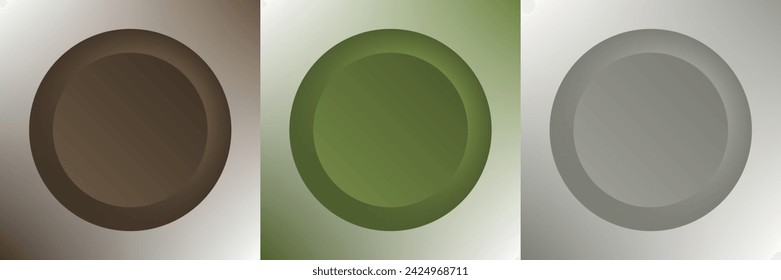 Set of abstract 3d beige, different color circle frame design for cosmetic product. Collection of trendy color geometric background with copy space. Top view scene. Vector EPS10