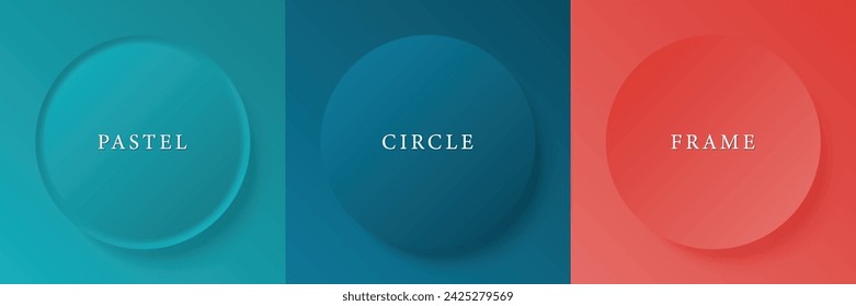 Set of abstract 3d beige, different color circle frame design for cosmetic product. Collection of trendy color geometric background with copy space. Top view scene. Vector EPS10