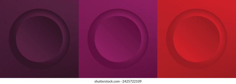 Set of abstract 3d beige, different color circle frame design for cosmetic product. Collection of trendy color geometric background with copy space. Top view scene. Vector EPS10