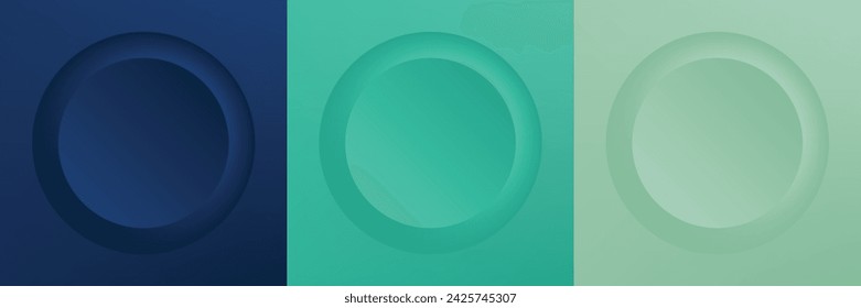 Set of abstract 3d beige, different color circle frame design for cosmetic product. Collection of trendy color geometric background with copy space. Top view scene. Vector EPS10
