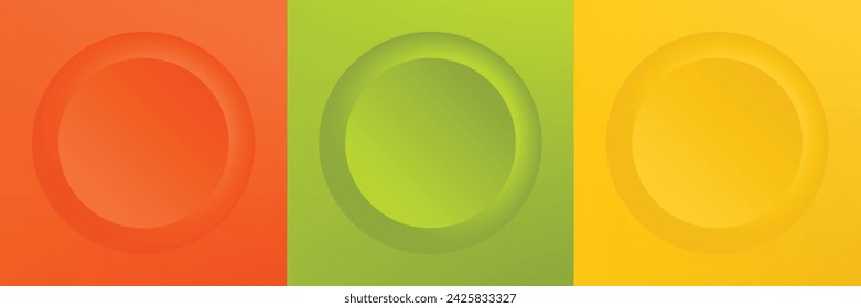 Set of abstract 3d beige, different color circle frame design for cosmetic product. Collection of trendy color geometric background with copy space. Top view scene. Vector EPS10