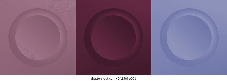 Set of abstract 3d beige, different color circle frame design for cosmetic product. Collection of trendy color geometric background with copy space. Top view scene. Vector EPS10