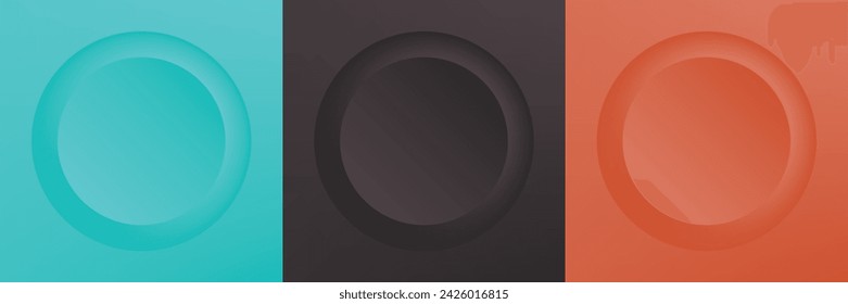 Conjunto de abstracto 3d beige, diseño de marco de círculo de color diferente para producto cosmético. Colección de fondo geométrico de color de moda con espacio de copia. Vista superior. Vector EPS10