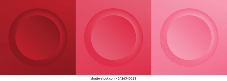 Set of abstract 3d beige, different color circle frame design for cosmetic product. Collection of trendy color geometric background with copy space. Top view scene. Vector EPS10