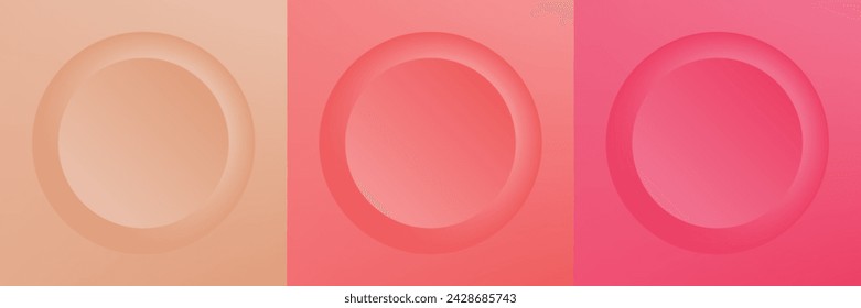 Set von abstrakten 3D beige, verschiedene Farbe Kreis Rahmen Design für kosmetische Produkt. Sammlung von trendigen Farbe geometrischen Hintergrund mit Kopierraum. Szene von oben anzeigen. Vektor EPS10