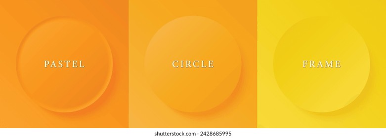 Set of abstract 3d beige, different color circle frame design for cosmetic product. Collection of trendy color geometric background with copy space. Top view scene. Vector EPS10