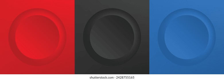 Set of abstract 3d beige, different color circle frame design for cosmetic product. Collection of trendy color geometric background with copy space. Top view scene. Vector EPS10