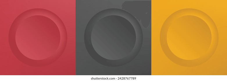 Set of abstract 3d beige, different color circle frame design for cosmetic product. Collection of trendy color geometric background with copy space. Top view scene. Vector EPS10