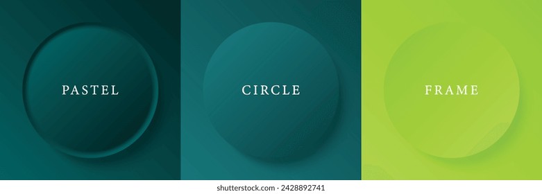 Set of abstract 3d beige, different color circle frame design for cosmetic product. Collection of trendy color geometric background with copy space. Top view scene. Vector EPS10