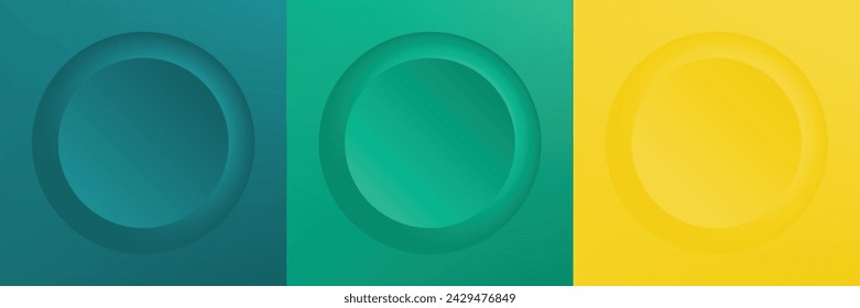 Conjunto de abstracto 3d beige, diseño de marco de círculo de color diferente para producto cosmético. Colección de fondo geométrico de color de moda con espacio de copia. Vista superior. Vector EPS10