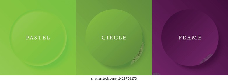 Set of abstract 3d beige, different color circle frame design for cosmetic product. Collection of trendy color geometric background with copy space. Top view scene. Vector EPS10