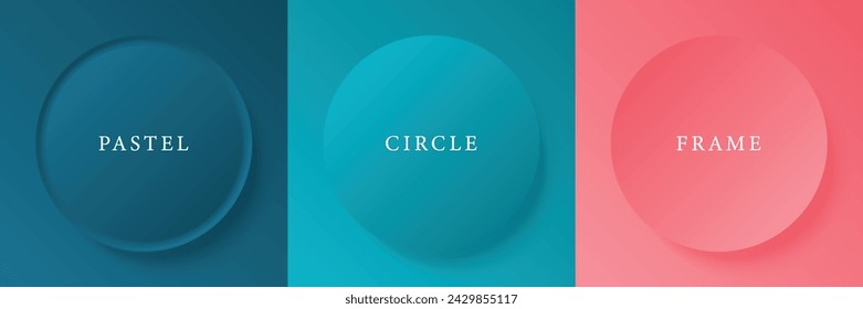 Set of abstract 3d beige, different color circle frame design for cosmetic product. Collection of trendy color geometric background with copy space. Top view scene. Vector EPS10