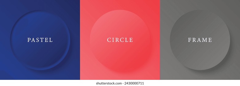 Conjunto de abstracto 3d beige, diseño de marco de círculo de color diferente para producto cosmético. Colección de fondo geométrico de color de moda con espacio de copia. Vista superior. Vector EPS10