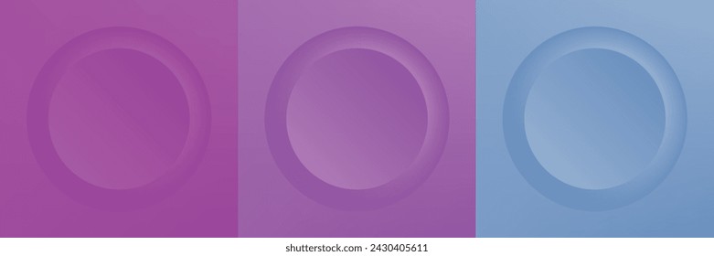 Set of abstract 3d beige, different color circle frame design for cosmetic product. Collection of trendy color geometric background with copy space. Top view scene. Vector EPS10