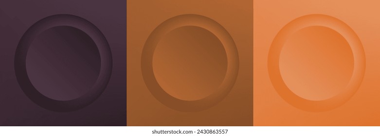 Conjunto de abstracto 3d beige, diseño de marco de círculo de color diferente para producto cosmético. Colección de fondo geométrico de color de moda con espacio de copia. Vista superior. Vector EPS10